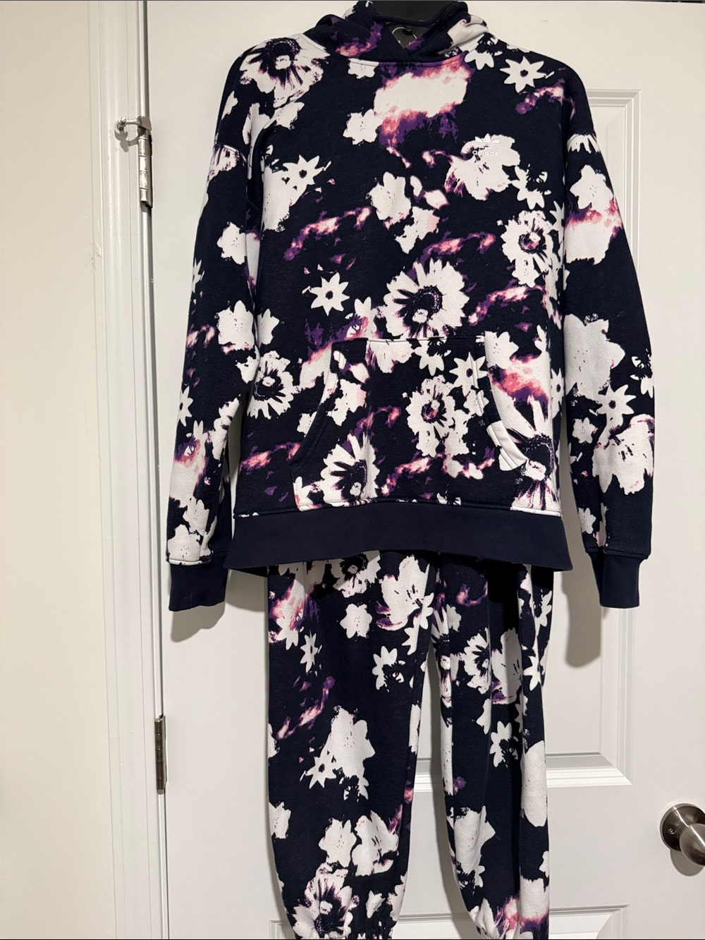 adidas Black Floral Tie-Dye Track Pants & Hoodie Set